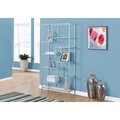 Monarch Specialties Bookshelf, Bookcase, Etagere, 72"H, Office, Bedroom, Metal, Tempered Glass, Grey, Clear I 7158